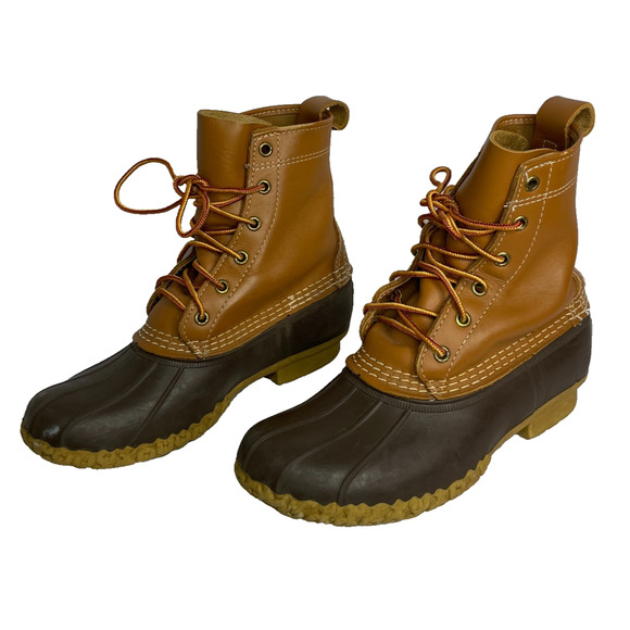 Women's 7 M L.L.Bean Tan Lace-Up All Weather Duck Boots - Picture 3 of 9